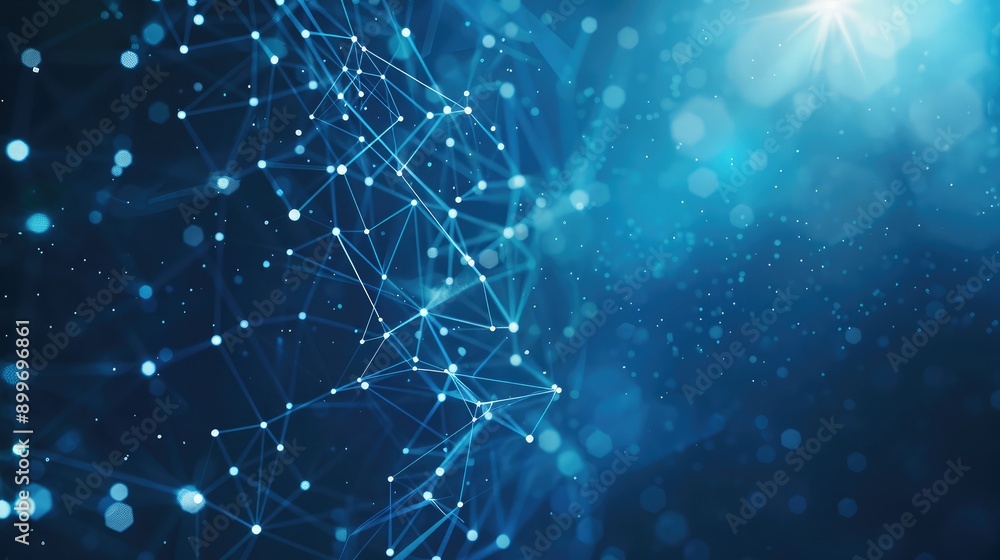 Poster digital network background with interconnected dots and lines, symbolizing global technology connect