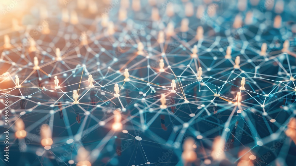 Aufkleber digital network of connected nodes, representing teamwork and communication.
