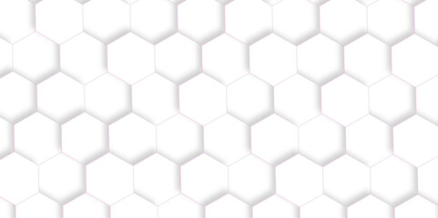 Seamless creative geometric Pattern of white hexagon white abstract hexagon wallpaper or background. 3D Futuristic abstract honeycomb mosaic white background. Modern and seamless pattern in design.