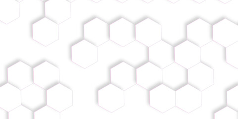 Seamless creative geometric Pattern of white hexagon white abstract hexagon wallpaper or background. 3D Futuristic abstract honeycomb mosaic white background. Modern and seamless pattern in design.