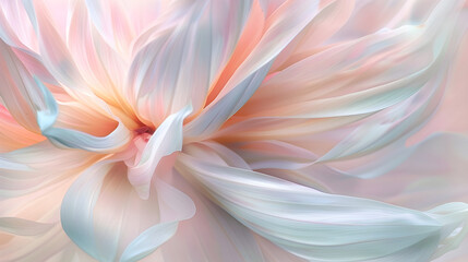 a soft, pastel-colored flower in a dreamlike dance of ethereal petals