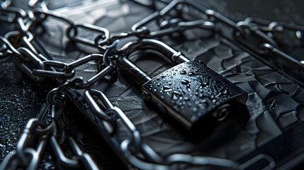 secure digital devices through a smartphone wrapped in chains and secured with a padlock