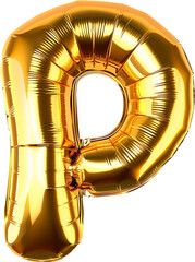 Isolated gold color balloon text on transparent background.