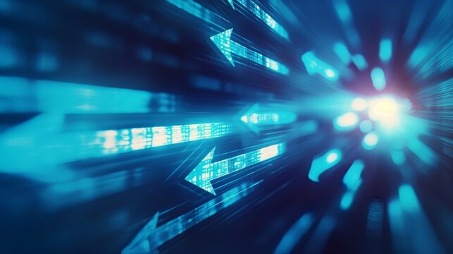 Abstract background with arrows. A concept of digital traffic or exchange a business growth. 