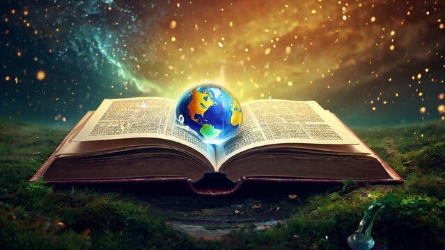 magic book with magic light