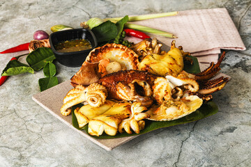 Asian grilled seafood mix plate
