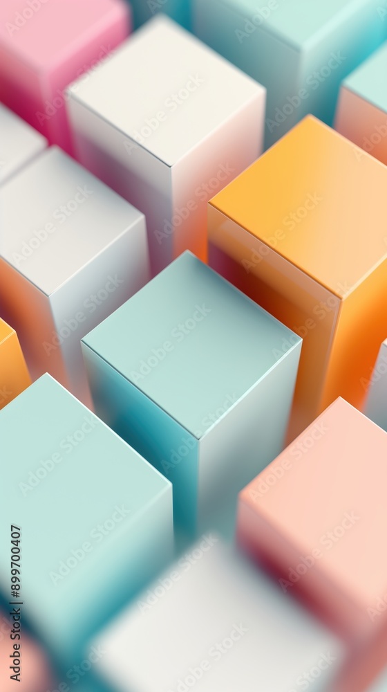 Poster vivid 3d geometric shapes creating an abstract pattern, vibrant colors and dynamic composition, abst