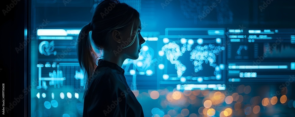 Poster digital assistant hologram interacting with user for information and tasks