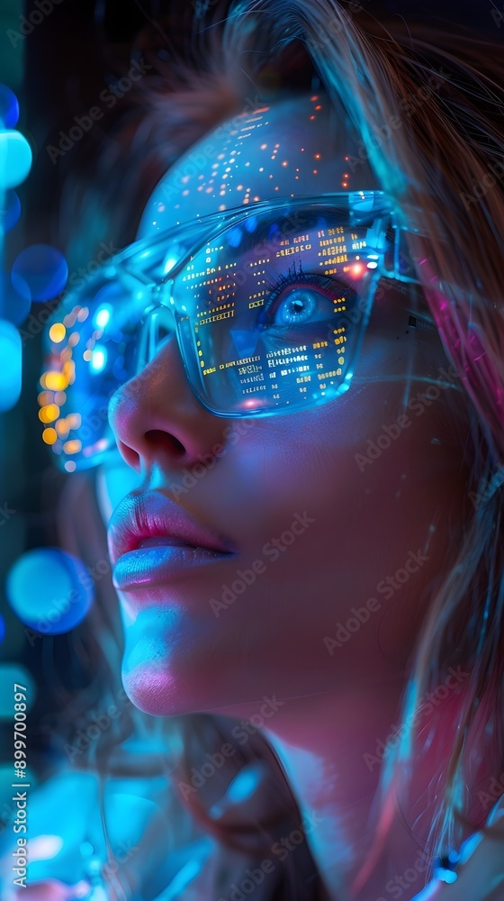 Poster virtual assistant embedded in smart glasses providing augmented reality experiences and real time in