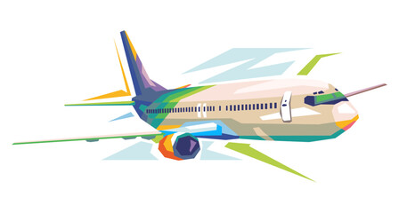 Airplane with colorful design vector illustration