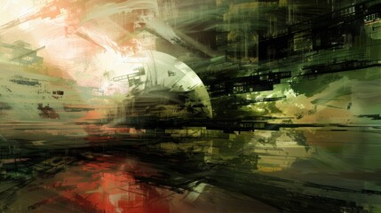 Metallic Mirage - Abstract Futuristic Robotic Landscape in Digital Painting Style