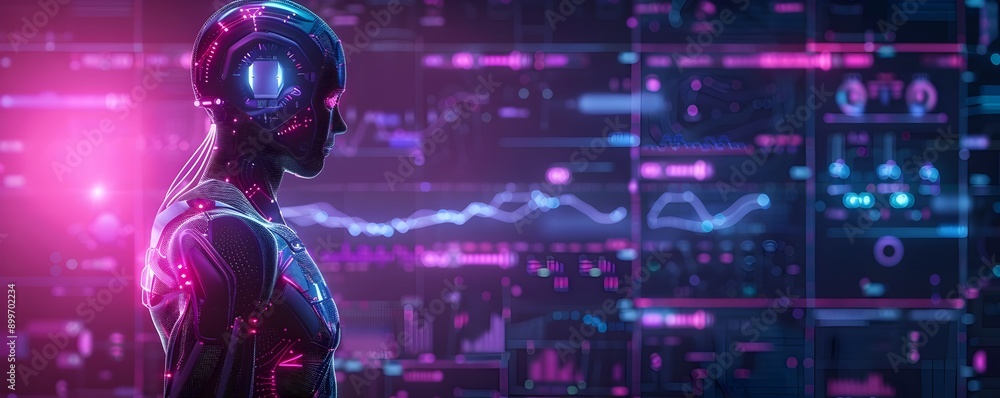 Poster futuristic ai powered health monitoring device analyzing real time biometric data for advanced healt