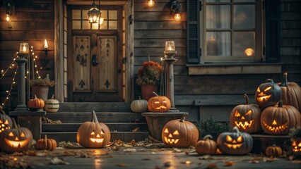 Obraz premium halloween pumpkin in the garden