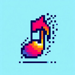 Fototapeta premium Pixel Art Logo Depicting a Music Note with Bright Colors