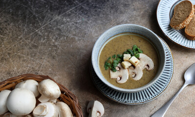 mushroom soup puree with champignon mushrooms