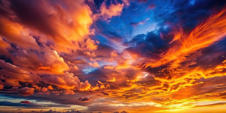 Vibrant sunset cloud overlay creating a dramatic sky effect , sky, clouds, dramatic, vibrant, sunset, colors, atmosphere