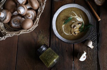 mushroom soup puree with champignon mushrooms