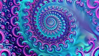 Vibrant Fractal Art with Spirals