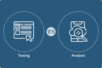 Vector illustration of Testing and Analysis. Infographic template with icons and description placeholder