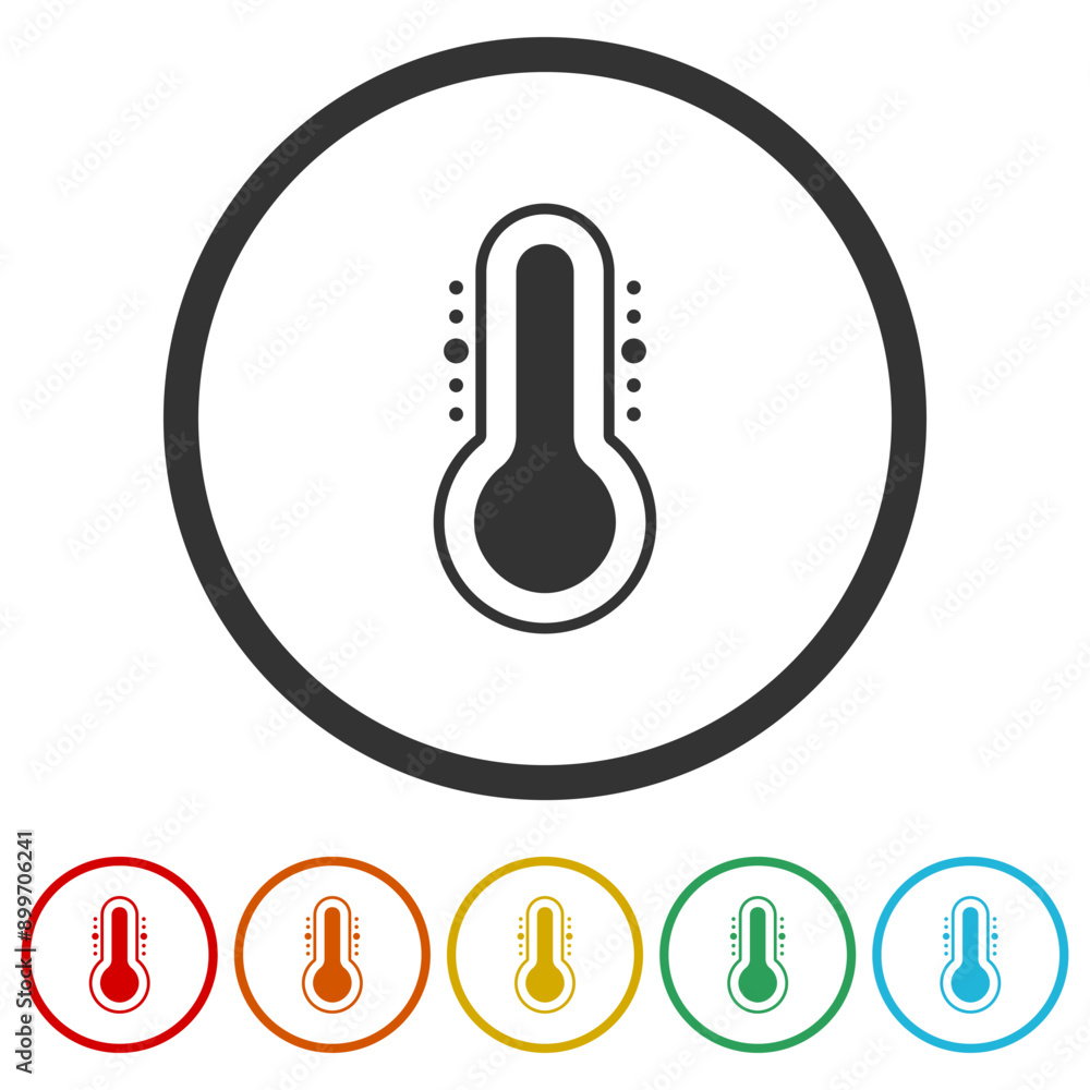 Poster thermometer icon. set icons in color circle buttons