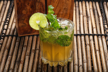Mojito cocktail with lime and mint