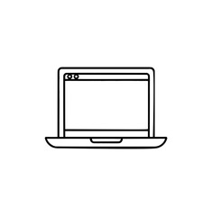 one line drawing of laptop computer with paper plane as business concept of startup	
