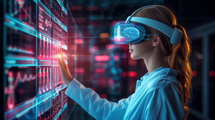 Virtual Medicine Professional Interacting With Digital Interface