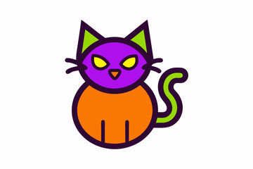 Spooky Vector Line Art Halloween Cat Icon