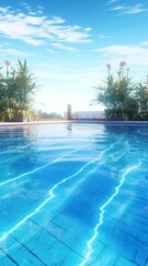 Swimming Pool with Blue Sky and Trees