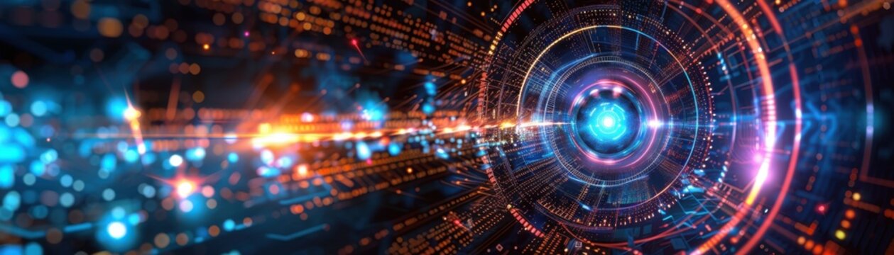 Neon Futuristic Abstract Alien Symbols in Digital World
