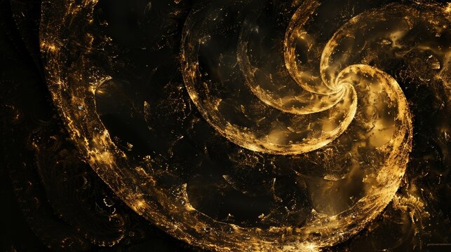 A minimalist background with a gold fractal design on a black canvas