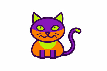 Spooky Vector Line Art Halloween Cat Icon