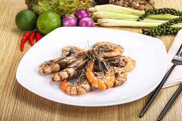 Boiled big tiger fresh shrimp