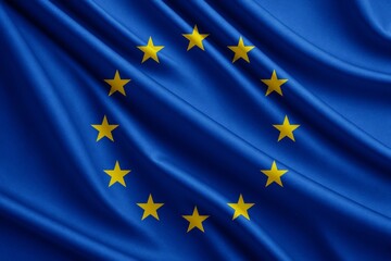 Close up full framed wave European Union fabric flag background