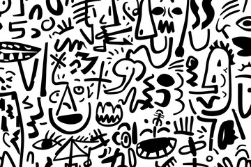 Abstract Black and White Doodle Art