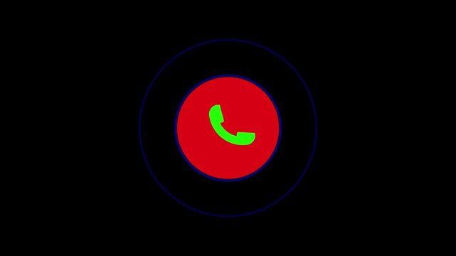 green color call icon animation in balack backgrounnd. mobile phone call icon.