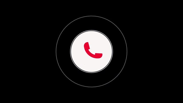 green color call icon animation in balack backgrounnd. mobile phone call icon.