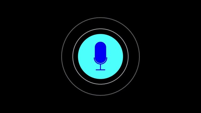 Audio microphone icon animation. radio wave , black backgraound