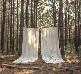 Mystical White Curtains in Woodland Setting