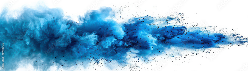 Wall mural dynamic blue powder explosion against a white background, creating a vibrant and energetic cloud of 