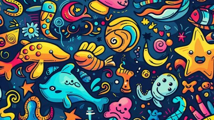 Fototapeta premium background of children's cartoon characters