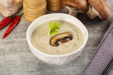 Delicous mushroom champignon cream soup