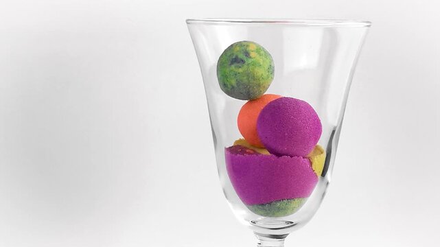 Crushing kinetic sand in a glass. Very Satisfying and Relaxing Kinetic Sand ASMR video. ASMR.