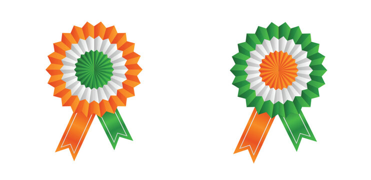 set of Indian flag badge vector on white isolated