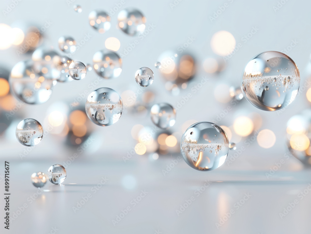 Canvas Prints a collection of shimmering water droplets suspended in air, creating an ethereal and soothing atmosp