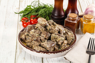 Roasted chicken liver with cream