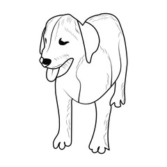 Labrador Puppy dog Coloring page or Book for kids. Labrador puppy outline vector illustration