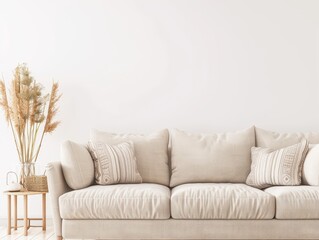 Cozy Boho Living Room Featuring Soft Textiles and Natural Accents
