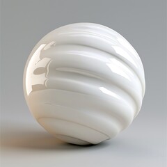Smooth White Plastic Sphere With Subtle Seams on Gray Background