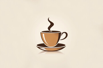 Obraz premium Logo design, a coffee logo, minimalist style in brown colors, the main object is a cup of coffee.